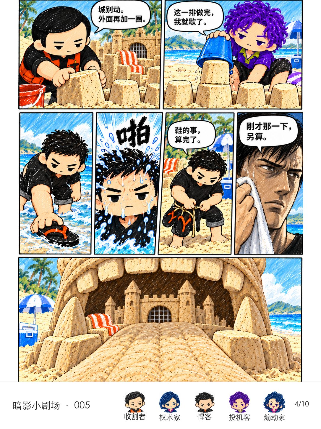 收割者和投机客给沙城加上一圈牙;悍客取回拖鞋,却因小浪溅脸而另开一笔账。